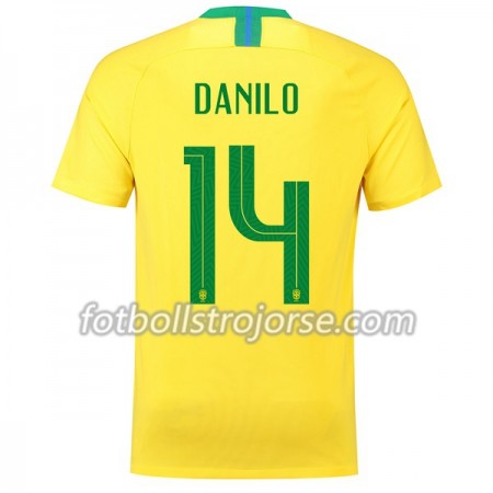 Brasilien Matchtröjor Danilo 14 Hemma Fotbollströja VM 2018 Brasilien Matchtröjor Danilo 14 Hemma Fotbollströja VM 2018